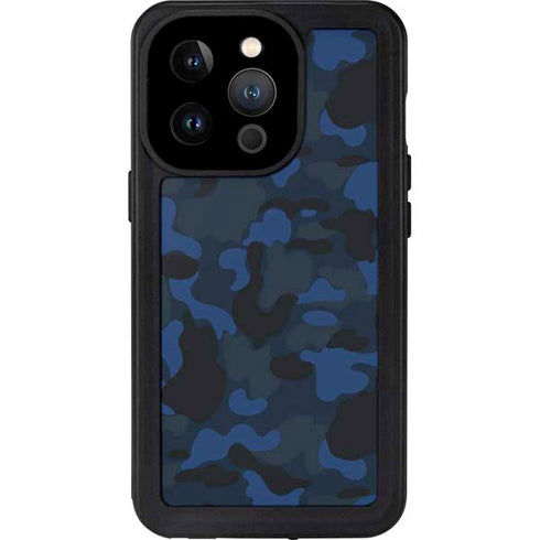 Blue Street Camo iPhone 14 Pro Waterproof Case