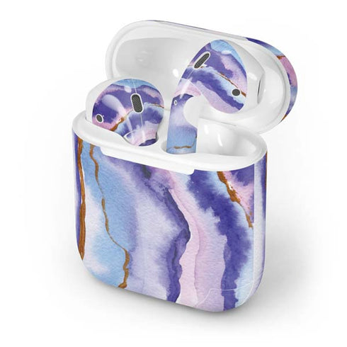 Blue Violet Watercolor Geode Apple AirPods Skin