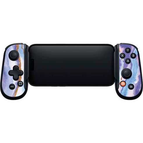 Blue Violet Watercolor Geode Backbone One for iPhone Game Controller Skin