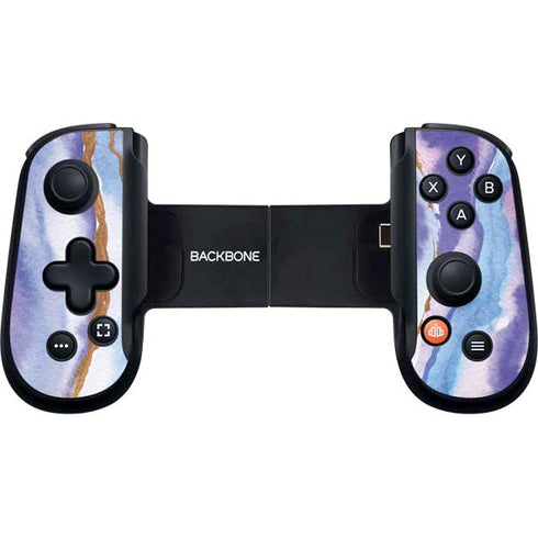 Blue Violet Watercolor Geode Backbone One for iPhone Game Controller Skin