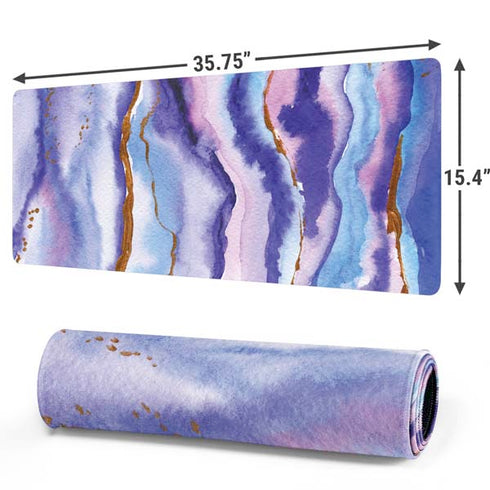 Blue Violet Watercolor Geode Gaming Mouse Pad