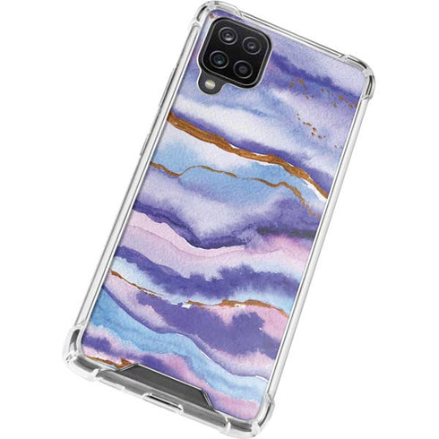 Blue Violet Watercolor Geode Galaxy A12 Clear Case