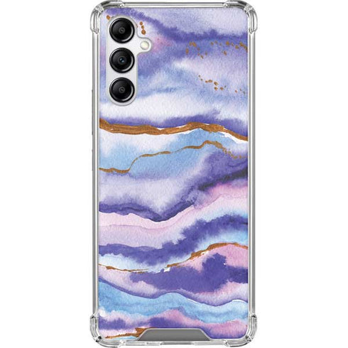 Blue Violet Watercolor Geode Galaxy A14 5G Clear Case