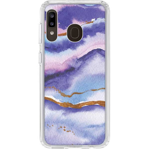 Blue Violet Watercolor Geode Galaxy A20 Clear Case
