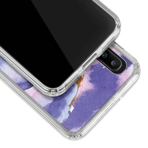 Blue Violet Watercolor Geode Galaxy A20 Clear Case