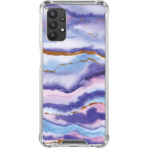 Blue Violet Watercolor Geode Galaxy A32 5G Clear Case