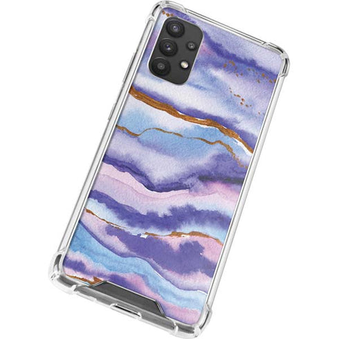 Blue Violet Watercolor Geode Galaxy A32 5G Clear Case