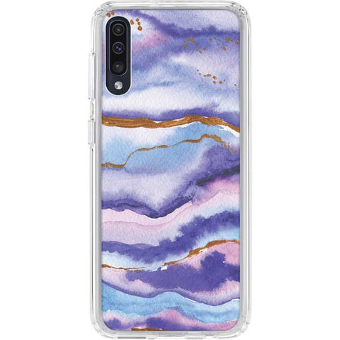 Blue Violet Watercolor Geode Galaxy A50 Clear Case