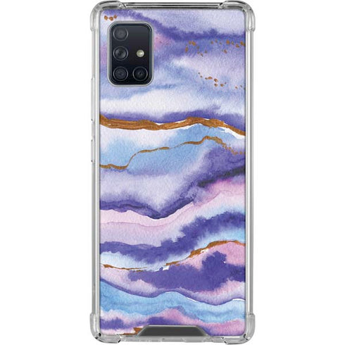 Blue Violet Watercolor Geode Galaxy A51 5G Clear Case