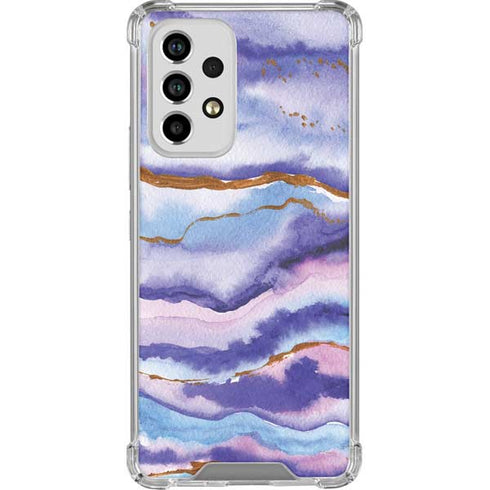 Blue Violet Watercolor Geode Galaxy A53 5G Clear Case