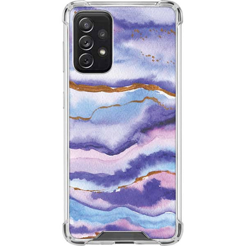 Blue Violet Watercolor Geode Galaxy A72 5G Clear Case