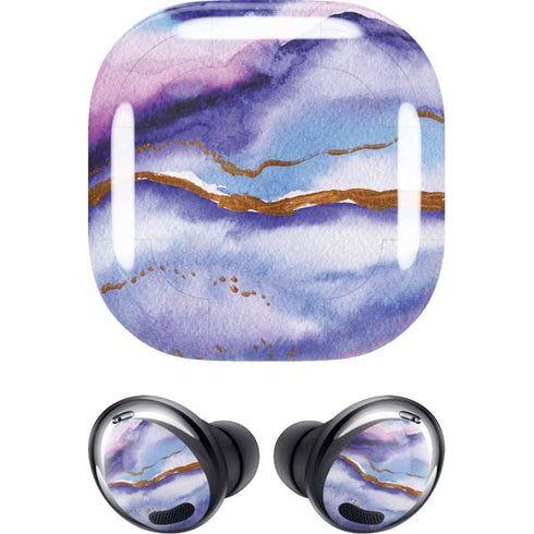 Blue Violet Watercolor Geode Galaxy Buds Pro Skin