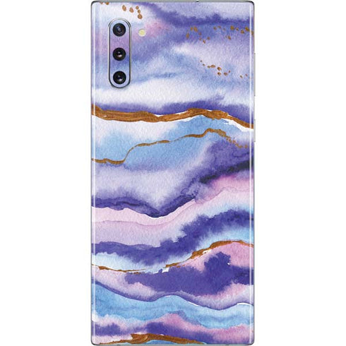 Blue Violet Watercolor Geode Galaxy Note 10 Skin