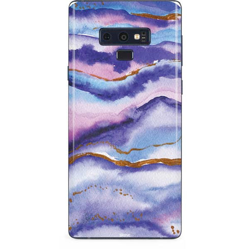 Blue Violet Watercolor Geode Galaxy Note 9 Skin