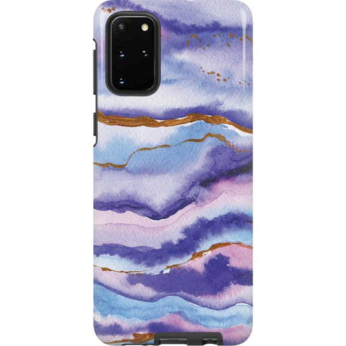 Blue Violet Watercolor Geode Galaxy S20 Plus Pro Case