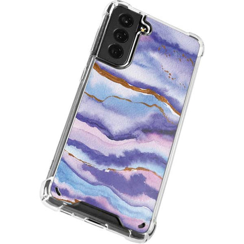 Blue Violet Watercolor Geode Galaxy S21 5G Clear Case
