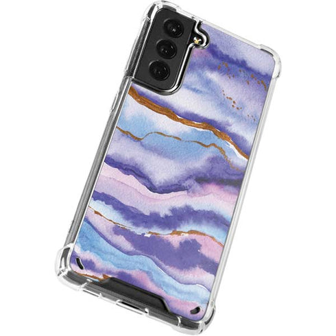 Blue Violet Watercolor Geode Galaxy S21 Plus 5G Clear Case