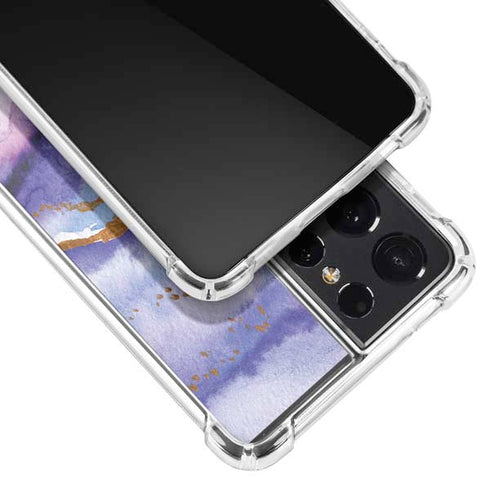 Blue Violet Watercolor Geode Galaxy S21 Ultra 5G Clear Case