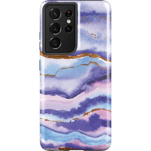 Blue Violet Watercolor Geode Galaxy S21 Ultra 5G Pro Case