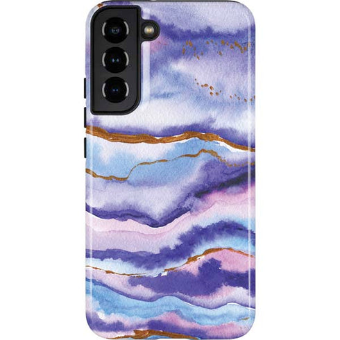 Blue Violet Watercolor Geode Galaxy S22 Plus Pro Case