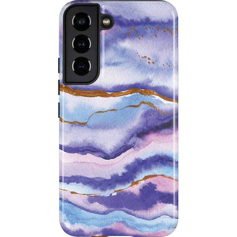 Blue Violet Watercolor Geode Galaxy S22 Pro Case