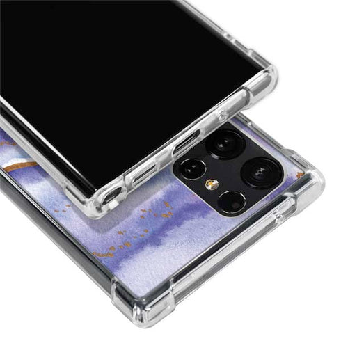 Blue Violet Watercolor Geode Galaxy S22 Ultra Clear Case