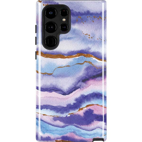 Blue Violet Watercolor Geode Galaxy S22 Ultra Pro Case