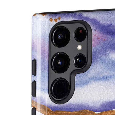 Blue Violet Watercolor Geode Galaxy S22 Ultra Pro Case