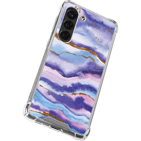 Blue Violet Watercolor Geode Galaxy S23 Clear Case