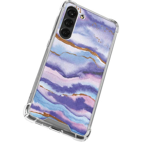 Blue Violet Watercolor Geode Galaxy S23 Plus Clear Case