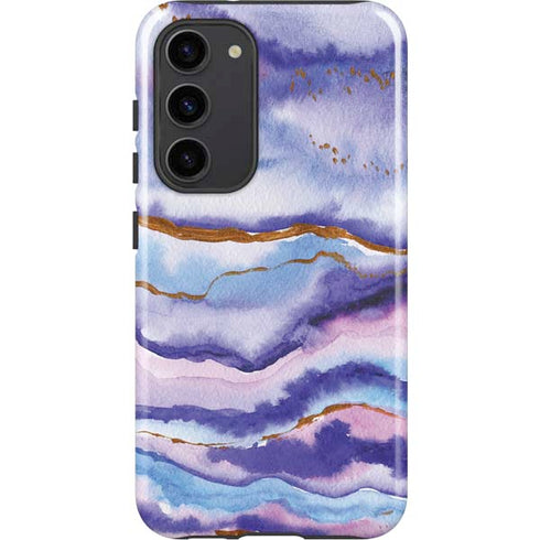 Blue Violet Watercolor Geode Galaxy S23 Plus Pro Case