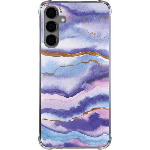 Blue Violet Watercolor Geode Galaxy S24 Plus Clear Case