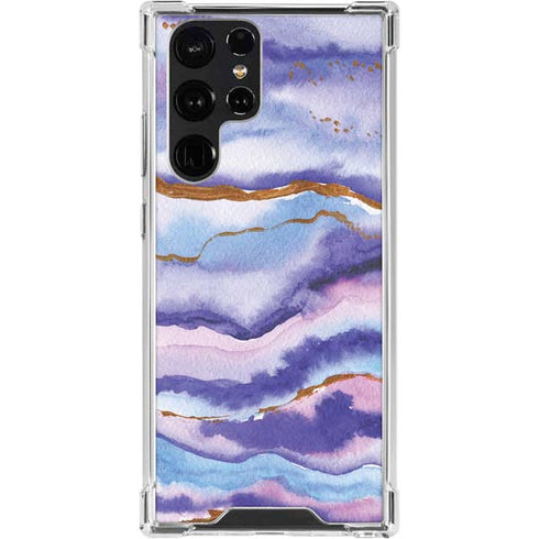 Blue Violet Watercolor Geode Galaxy S24 Ultra Clear Case
