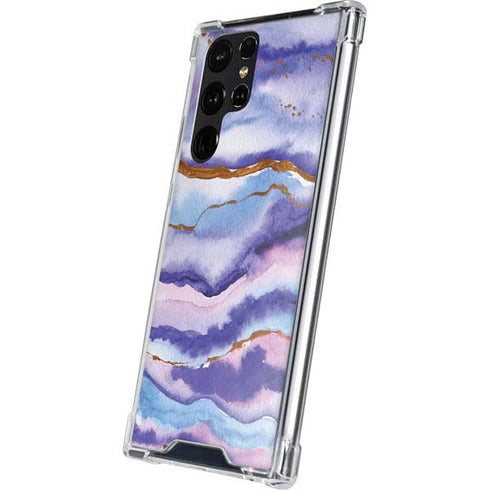 Blue Violet Watercolor Geode Galaxy S24 Ultra Clear Case