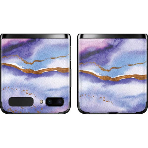 Blue Violet Watercolor Geode Galaxy Z Flip Skin