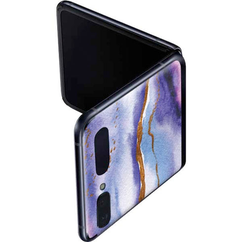 Blue Violet Watercolor Geode Galaxy Z Flip Skin