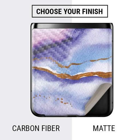 Blue Violet Watercolor Geode Galaxy Z Flip Skin