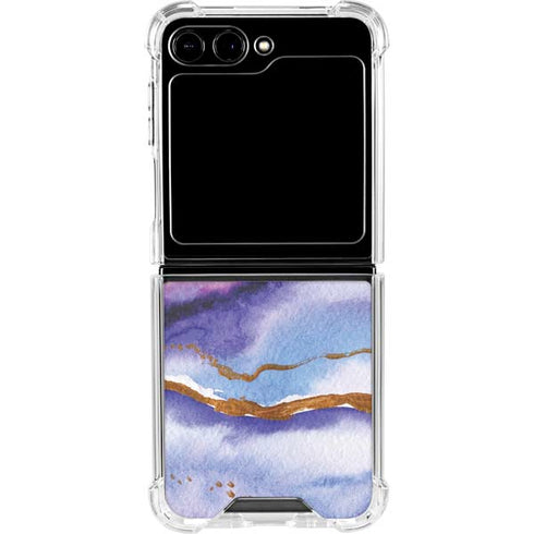Blue Violet Watercolor Geode Galaxy Z Flip5 5G Clear Case