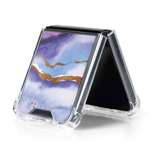Blue Violet Watercolor Geode Galaxy Z Flip5 5G Clear Case