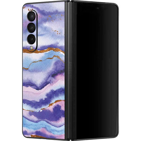 Blue Violet Watercolor Geode Galaxy Z Fold3 5G Skin