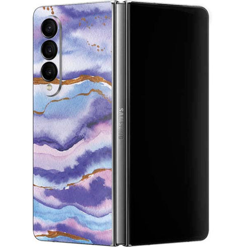 Blue Violet Watercolor Geode Galaxy Z Fold4 5G Skin