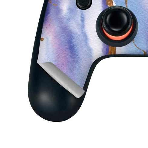 Blue Violet Watercolor Geode Google Stadia Controller Skin