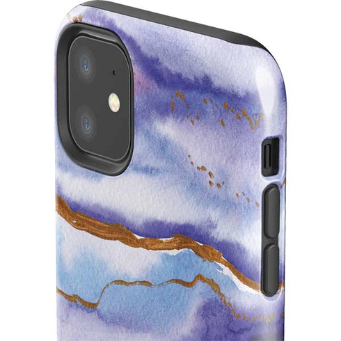 Blue Violet Watercolor Geode iPhone 11 Impact Case