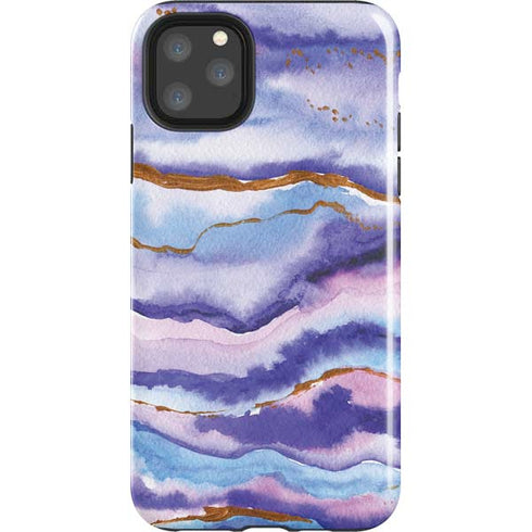 Blue Violet Watercolor Geode iPhone 11 Pro Max Impact Case