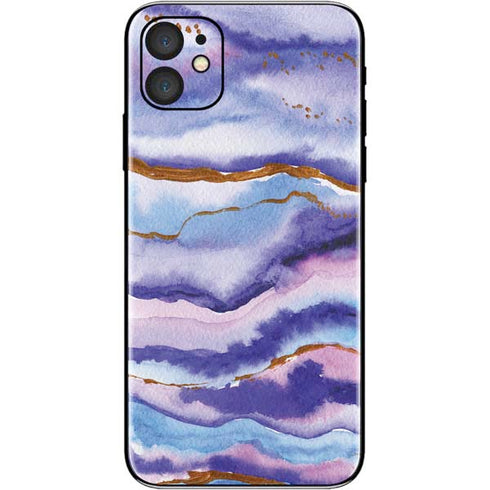 Blue Violet Watercolor Geode iPhone 11 Skin