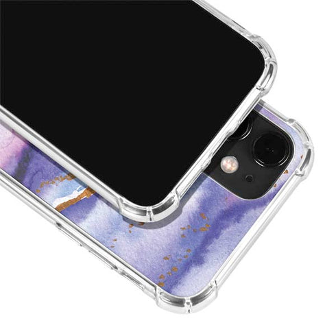 Blue Violet Watercolor Geode iPhone 12 Clear Case