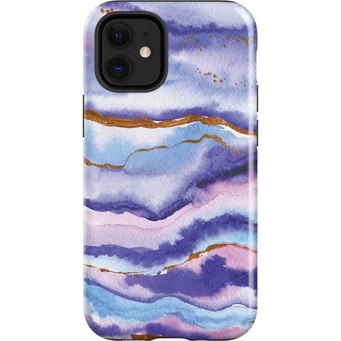 Blue Violet Watercolor Geode iPhone 12 Mini Impact Case