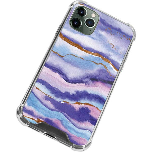 Blue Violet Watercolor Geode iPhone 12 Pro Clear Case