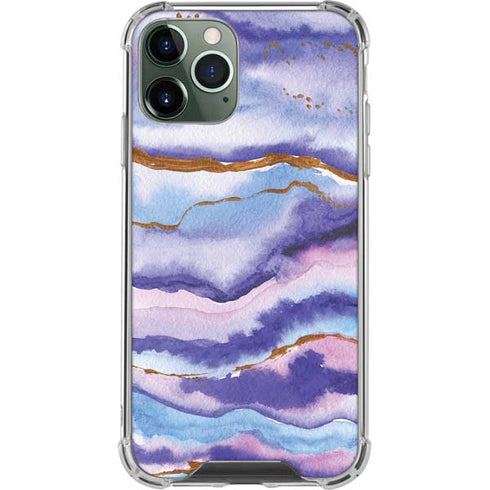 Blue Violet Watercolor Geode iPhone 12 Pro Max Clear Case