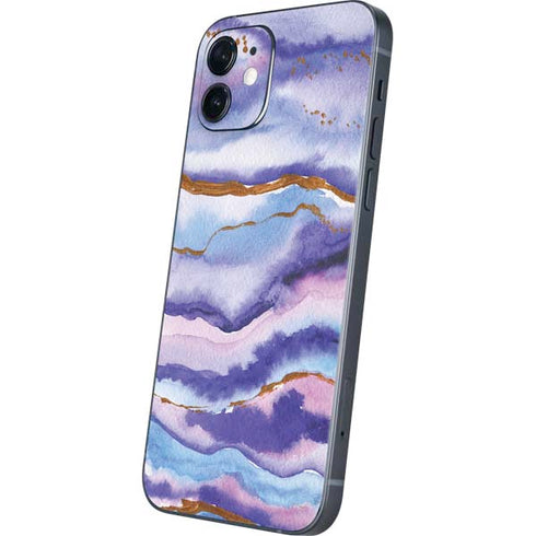 Blue Violet Watercolor Geode iPhone 12 Skin